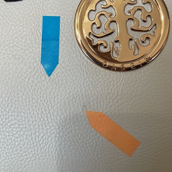 Dasein Women’s Bag Handbag Tote White with Gold Accents Pockets Organize - Picture 6 of 14